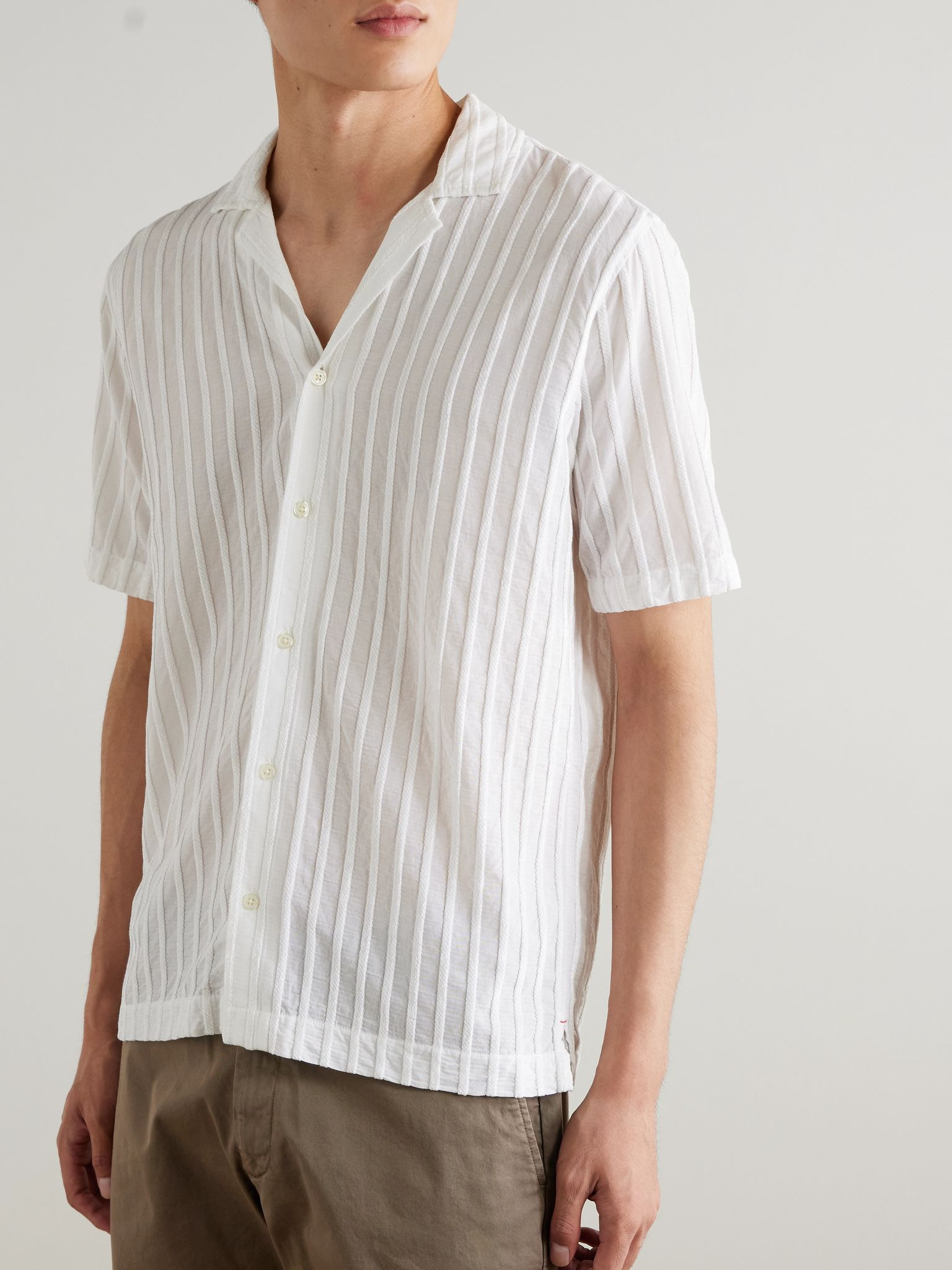 Maitan Camp-Collar Chenille-Jacquard Shirt White - 3