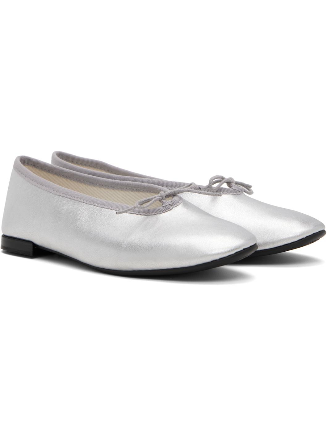 Silver Lilou Almond Toe Ballerina Flats - 4