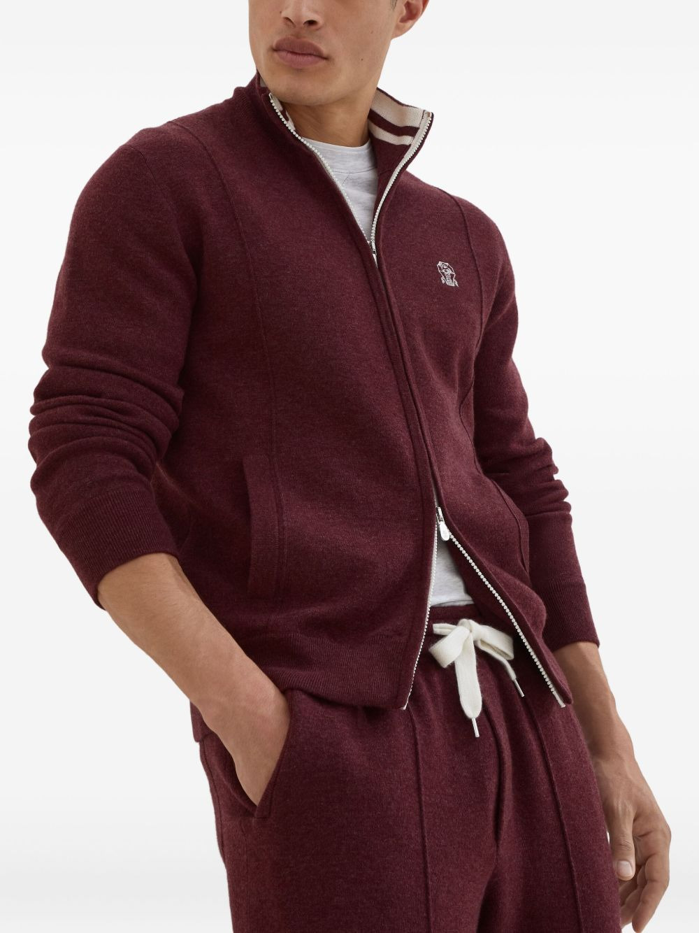 high-neck zip-up cardigan - 5