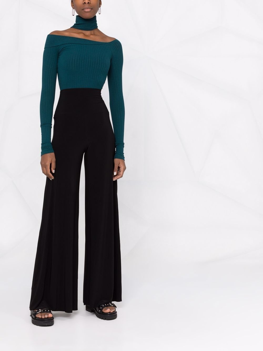 high-waisted wide-leg trousers - 2