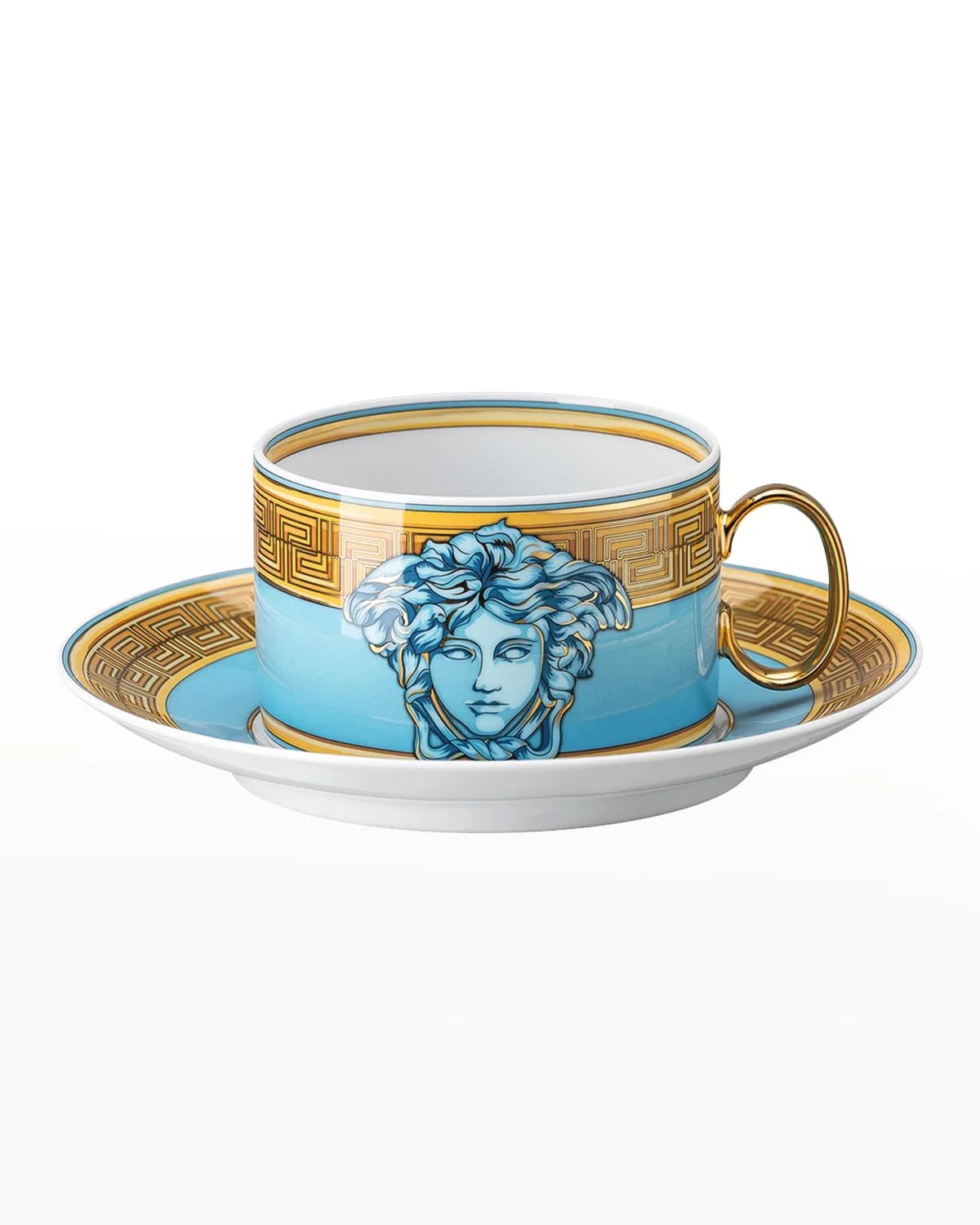 Medusa Amplified Blue Coin Tea Cup and Saucer - 1