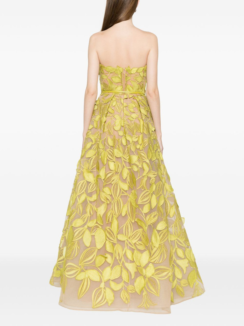 strapless leaf applique dress 4