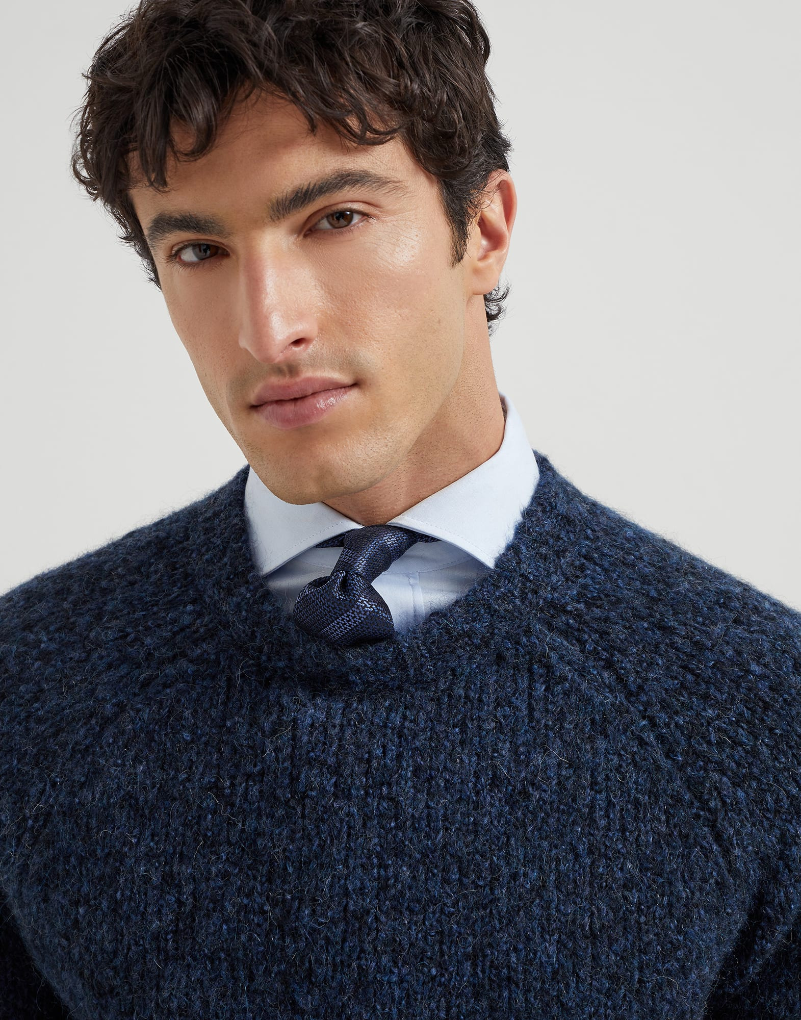 Textured silk tie with stripes - 3
