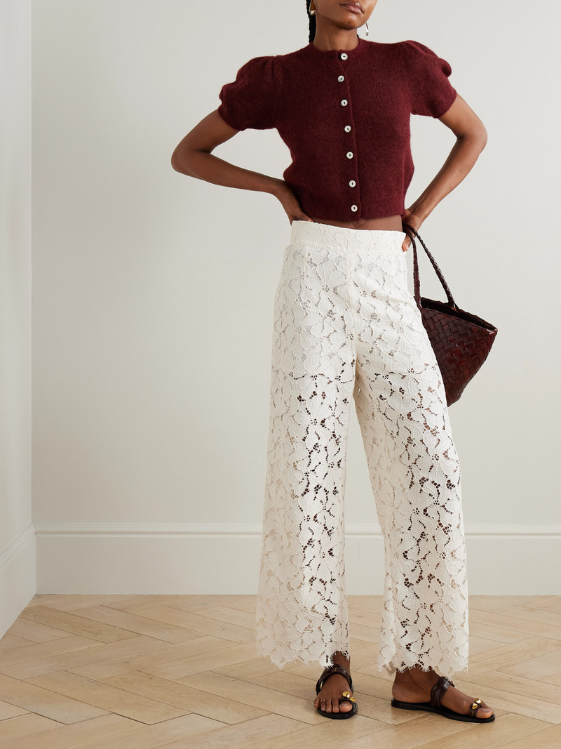 LORETTA CAPONI Cipro Scalloped Corded Lace Straight-leg Pants outlook