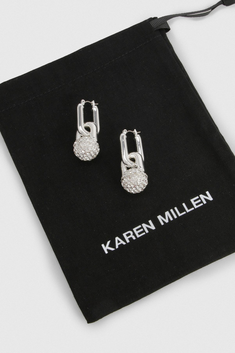 KAREN MILLEN Chain Link Diamante Detail Drop Earrings outlook