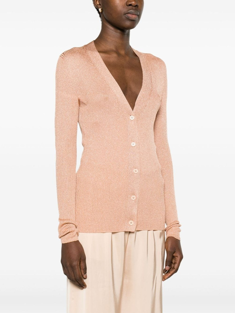 metallic-threading ribbed-knit cardigan 3