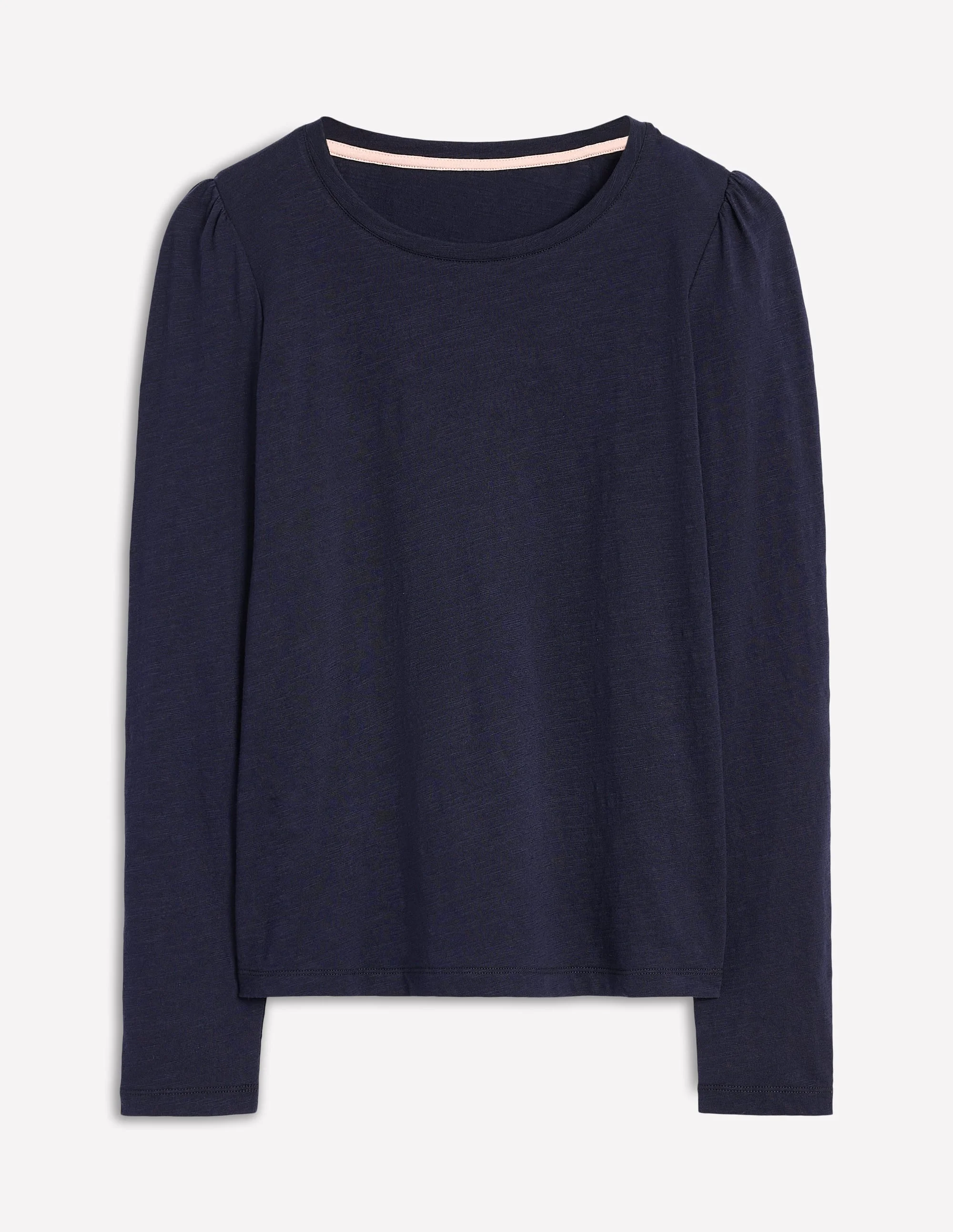 Cotton Crew Long Sleeve Top-Navy - 1