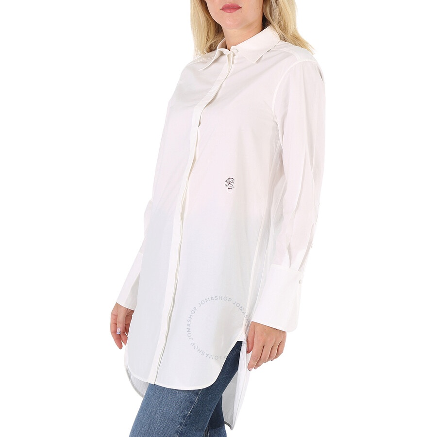 Chloe Ladies White Poplin Long-cut Shirt, Brand Size 34 (US Size 0) - 4