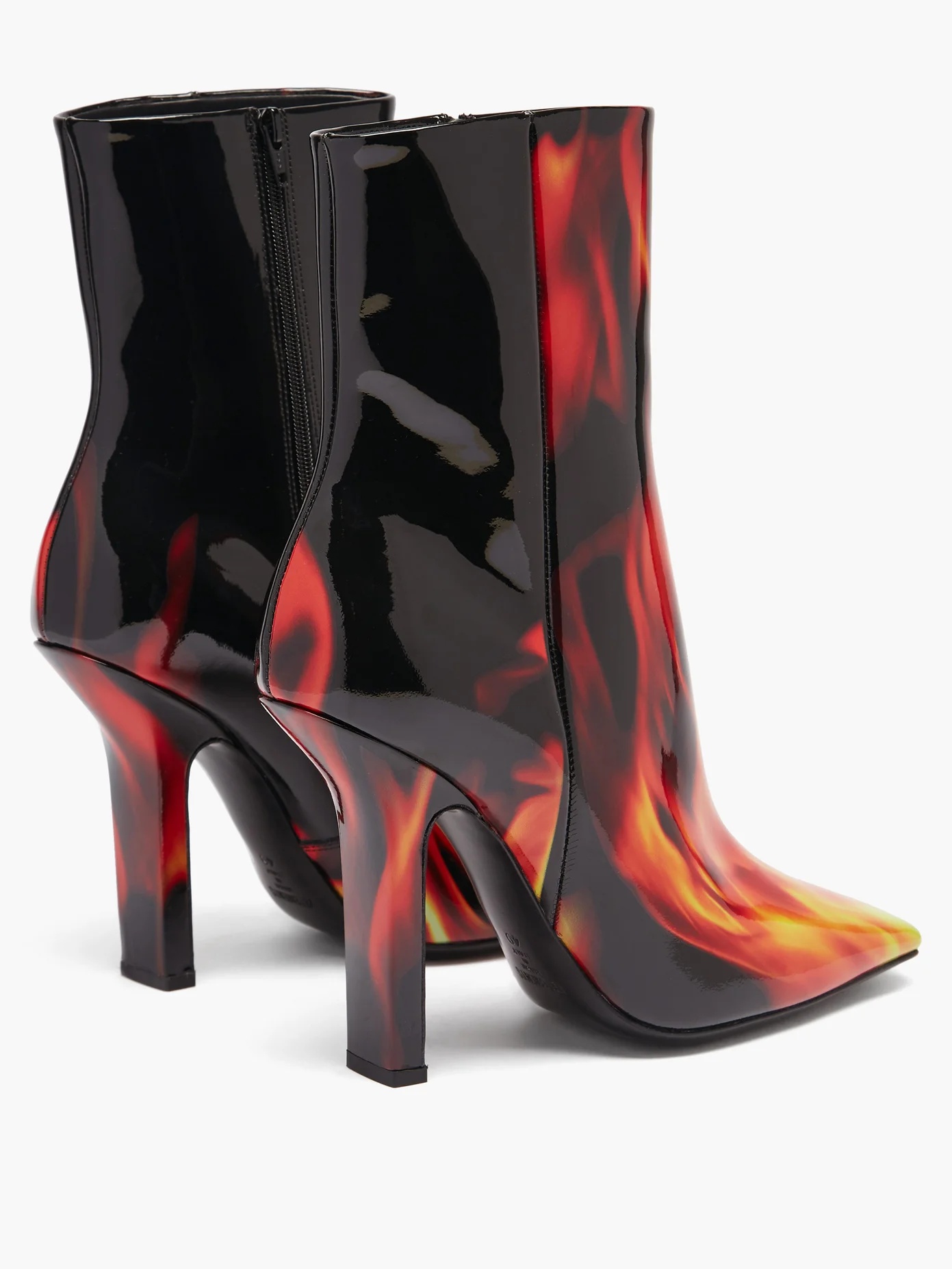 Boomerang flame-print leather ankle boots - 4