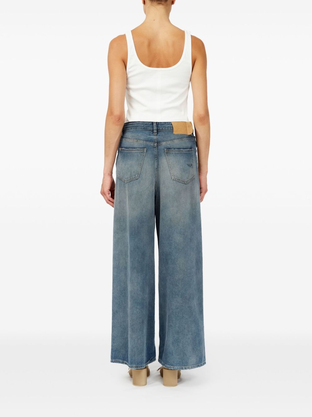 drawstring-waistband wide-leg jeans - 4
