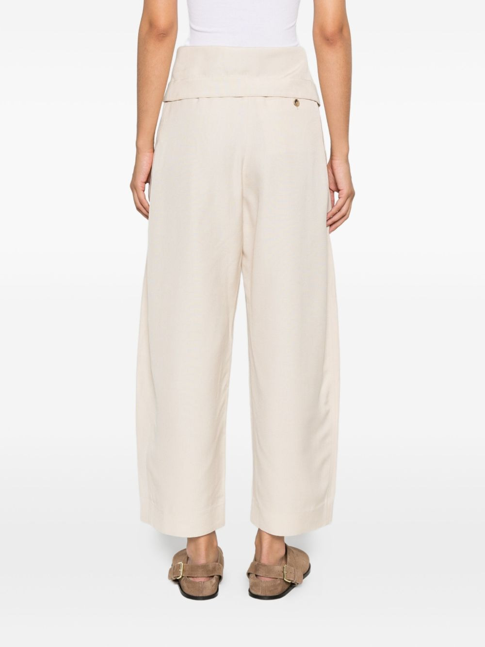 fold-over wide-leg trousers - 4