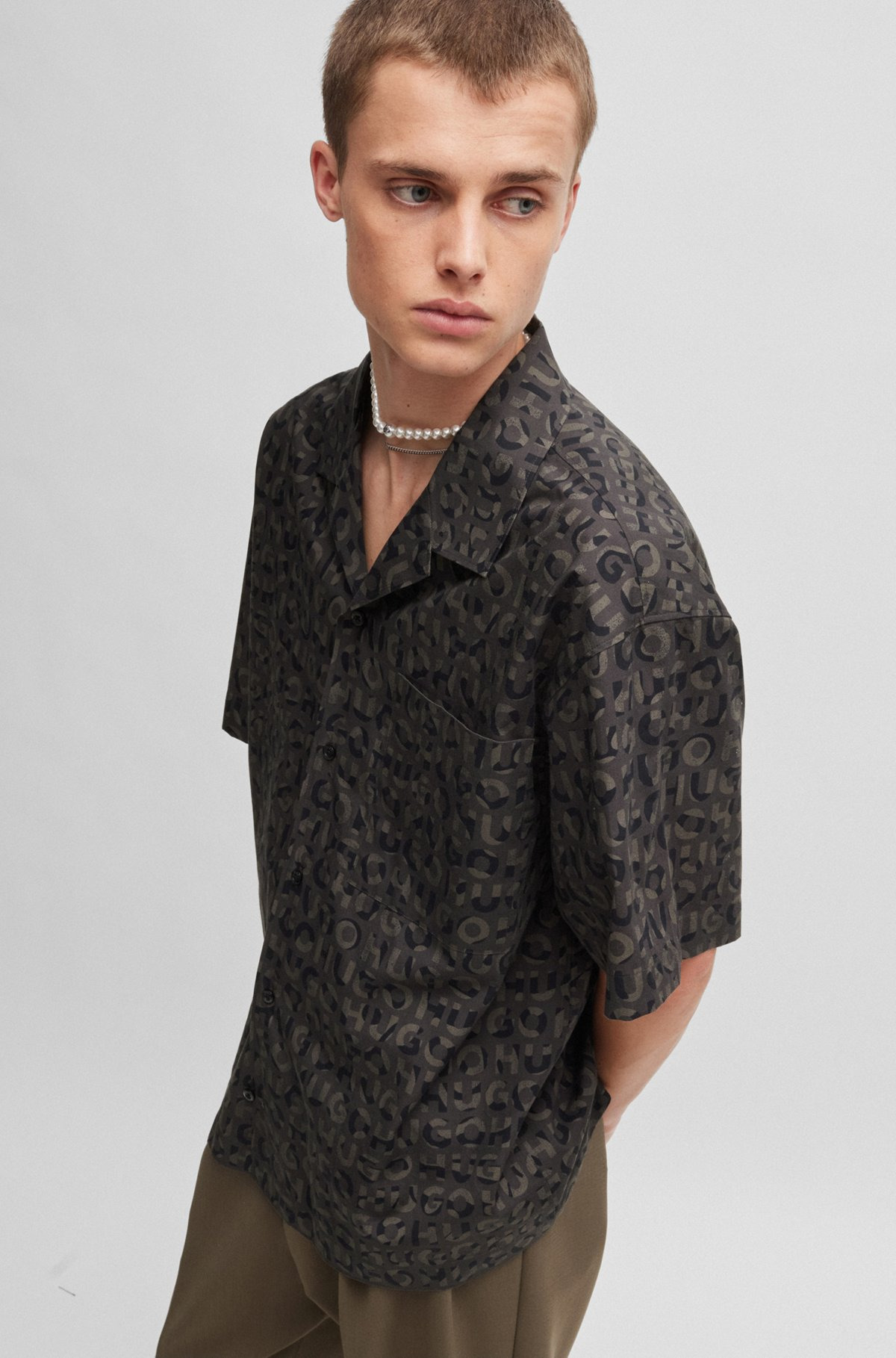 OVERSIZE-FIT SHIRT IN SEASONAL-PRINT COTTON POPLIN - 6