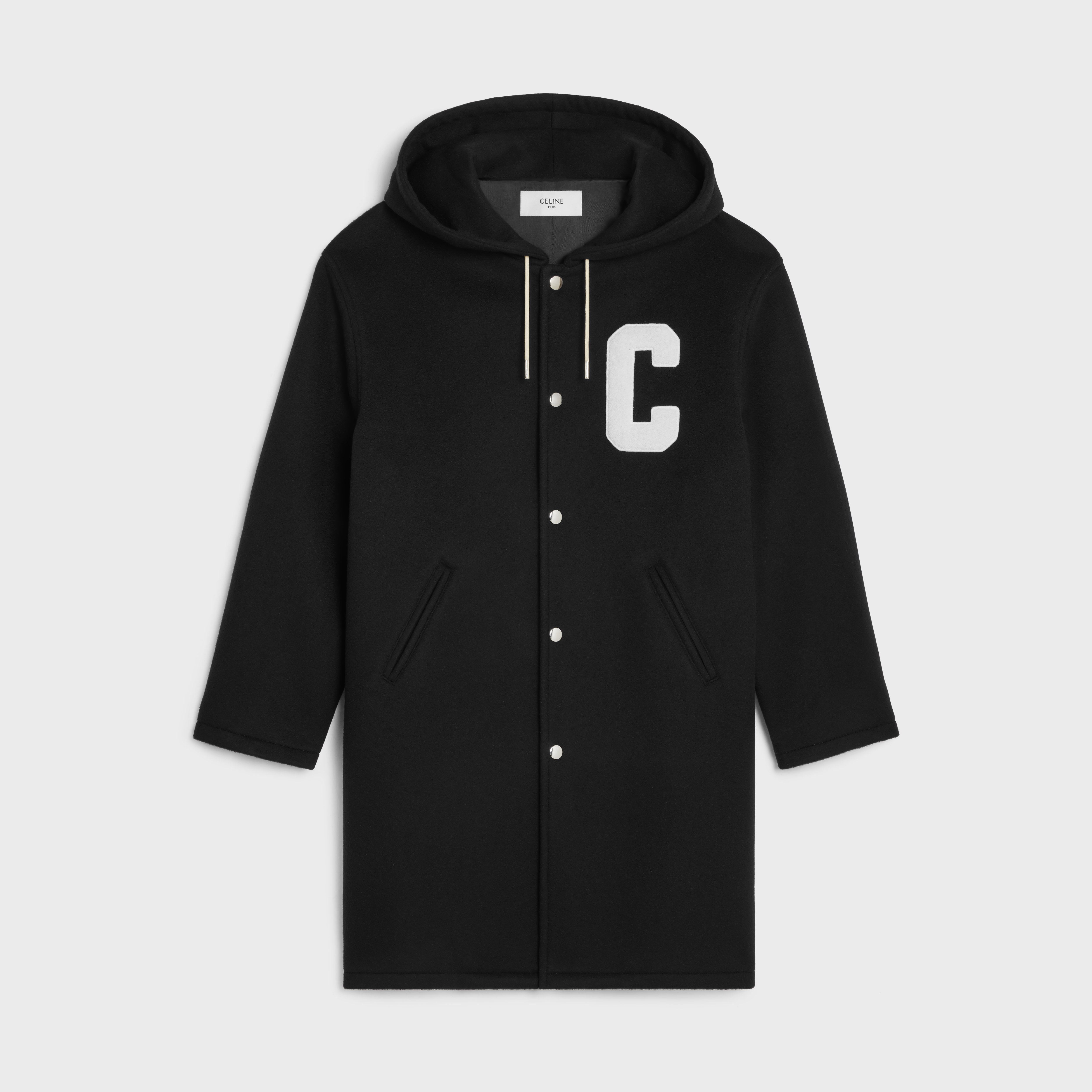 CELINE college long parka in double face wool REVERSIBLE