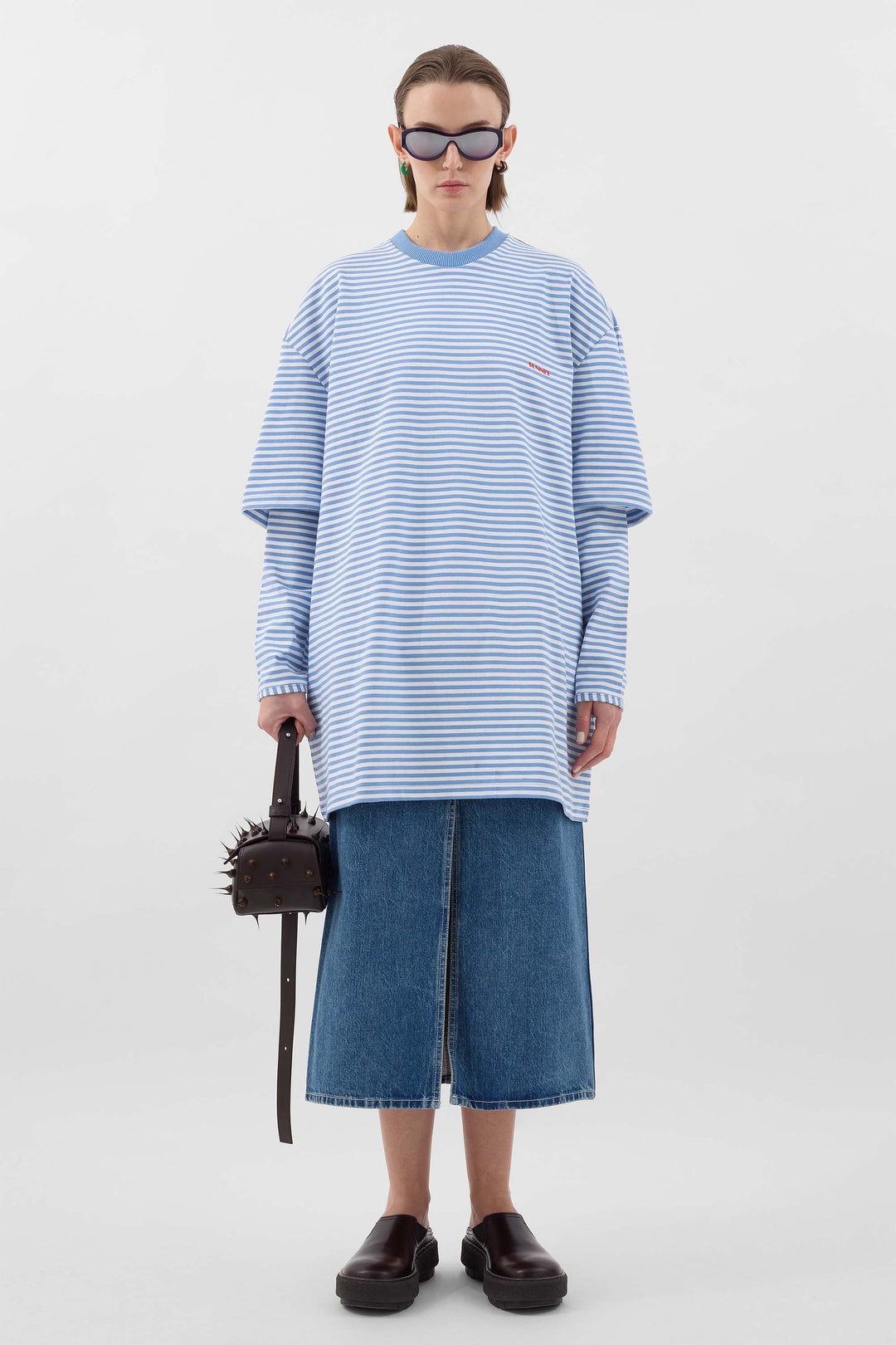 MEGA OVER T-SHIRT / azure & optical white stripes - 3