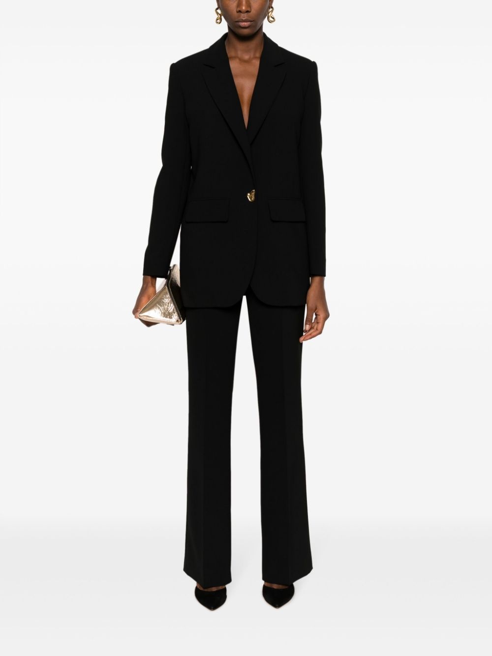crepe mid-rise flared trousers - 2