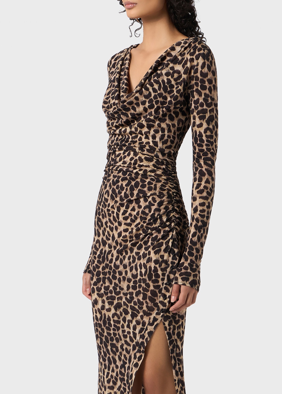 ANIMALIER PRINT LONG DRESS WITH VENT - 3