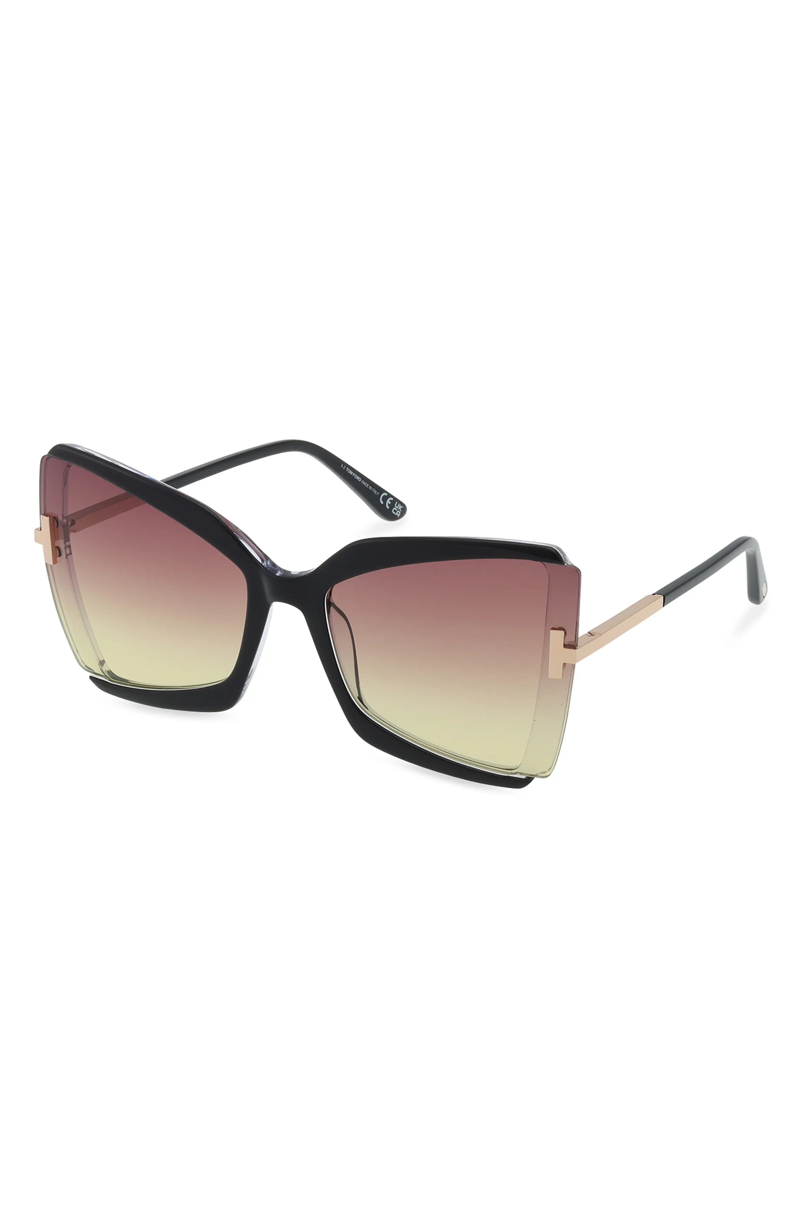 Gia 63mm Oversize Butterfly Sunglasses in Black & Crystal /Sunset - 2