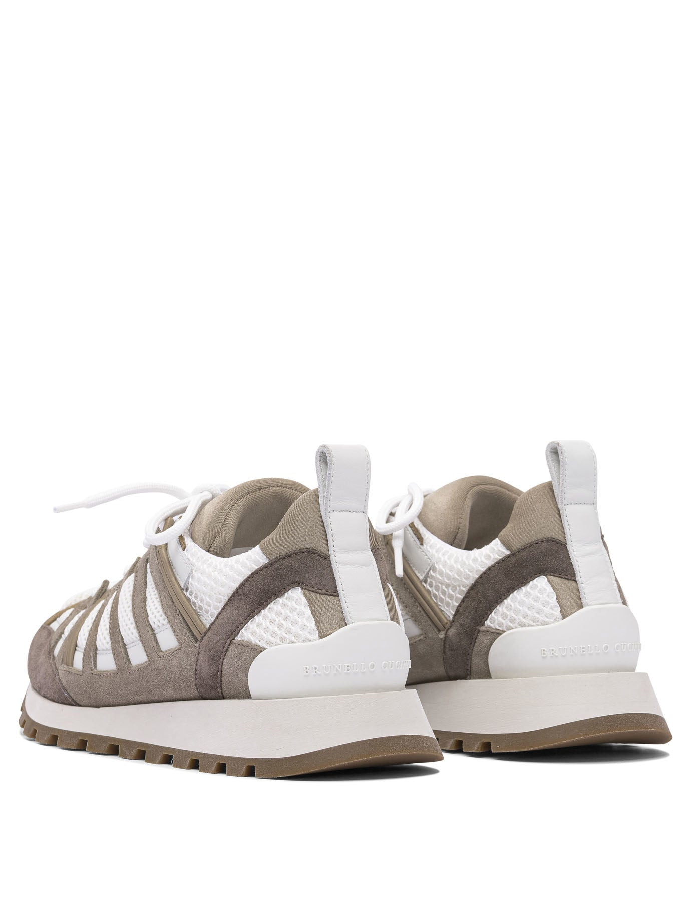 Brunello Cucinelli Women Suede And Techno Fabric "Runners" Sneaker With Shiny Loop Detail - 4