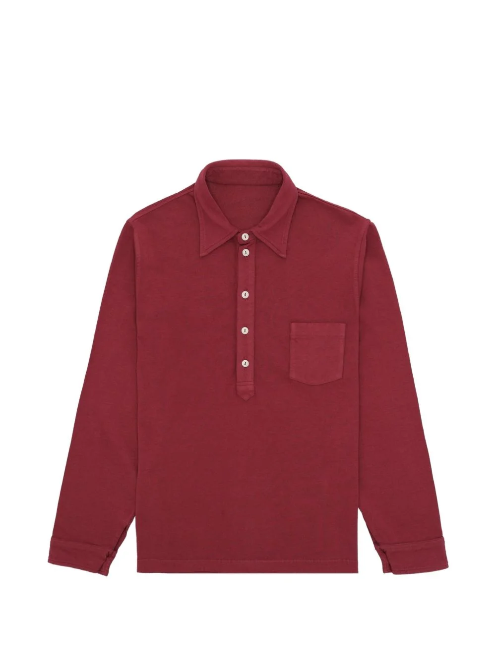 chest pocket long-sleeve polo shirt - 1