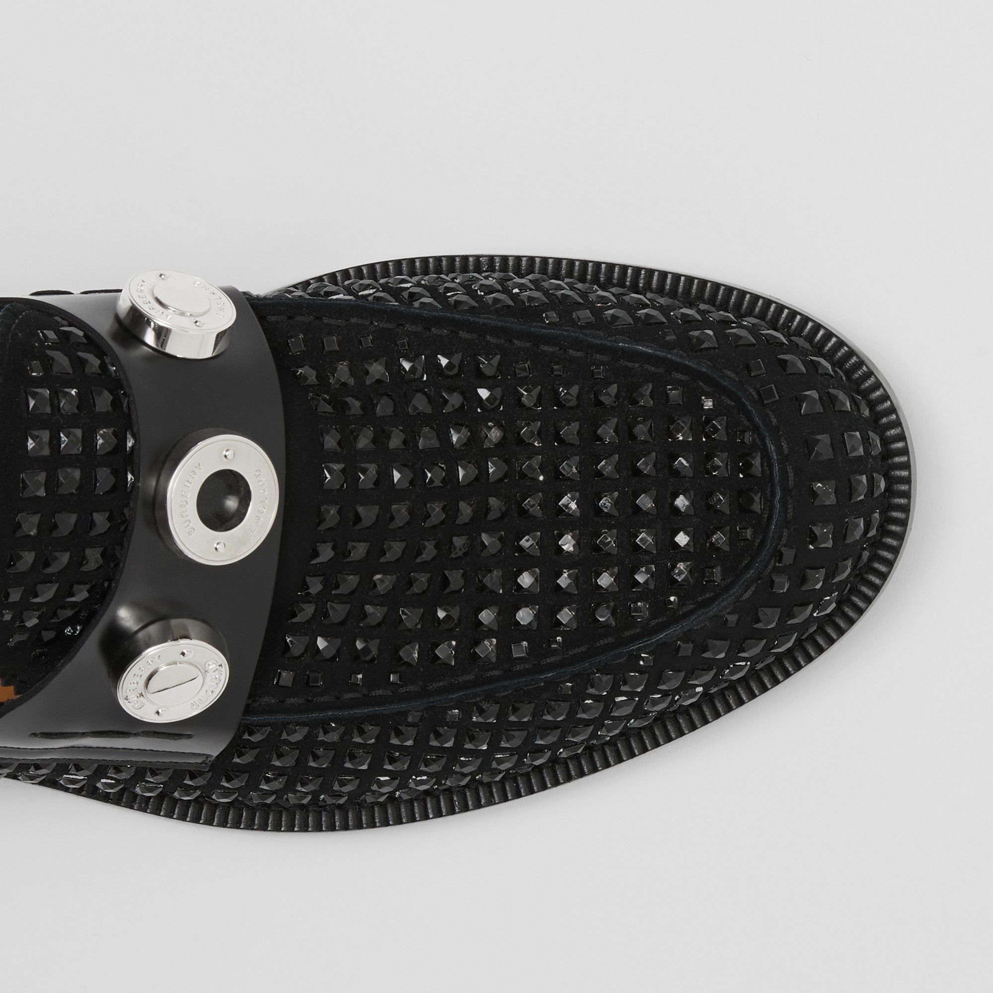 Logo Detail Crystal-embellished Suede Loafers - 2