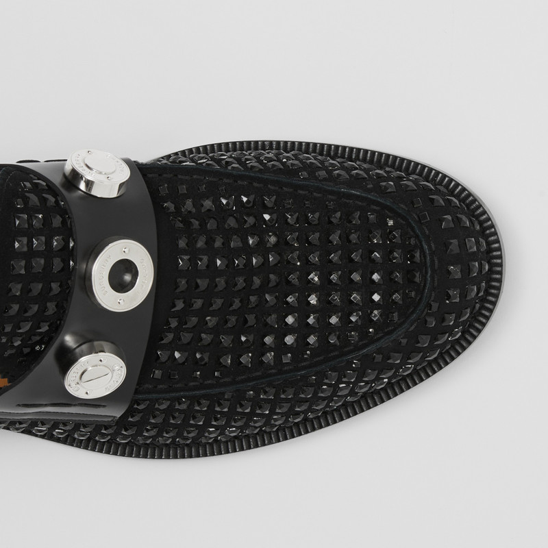 Burberry Logo Detail Crystal-embellished Suede Loafers outlook