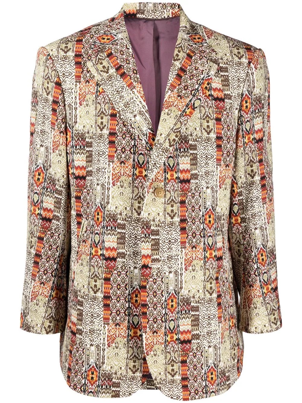 abstract-print single-breasted blazer - 1