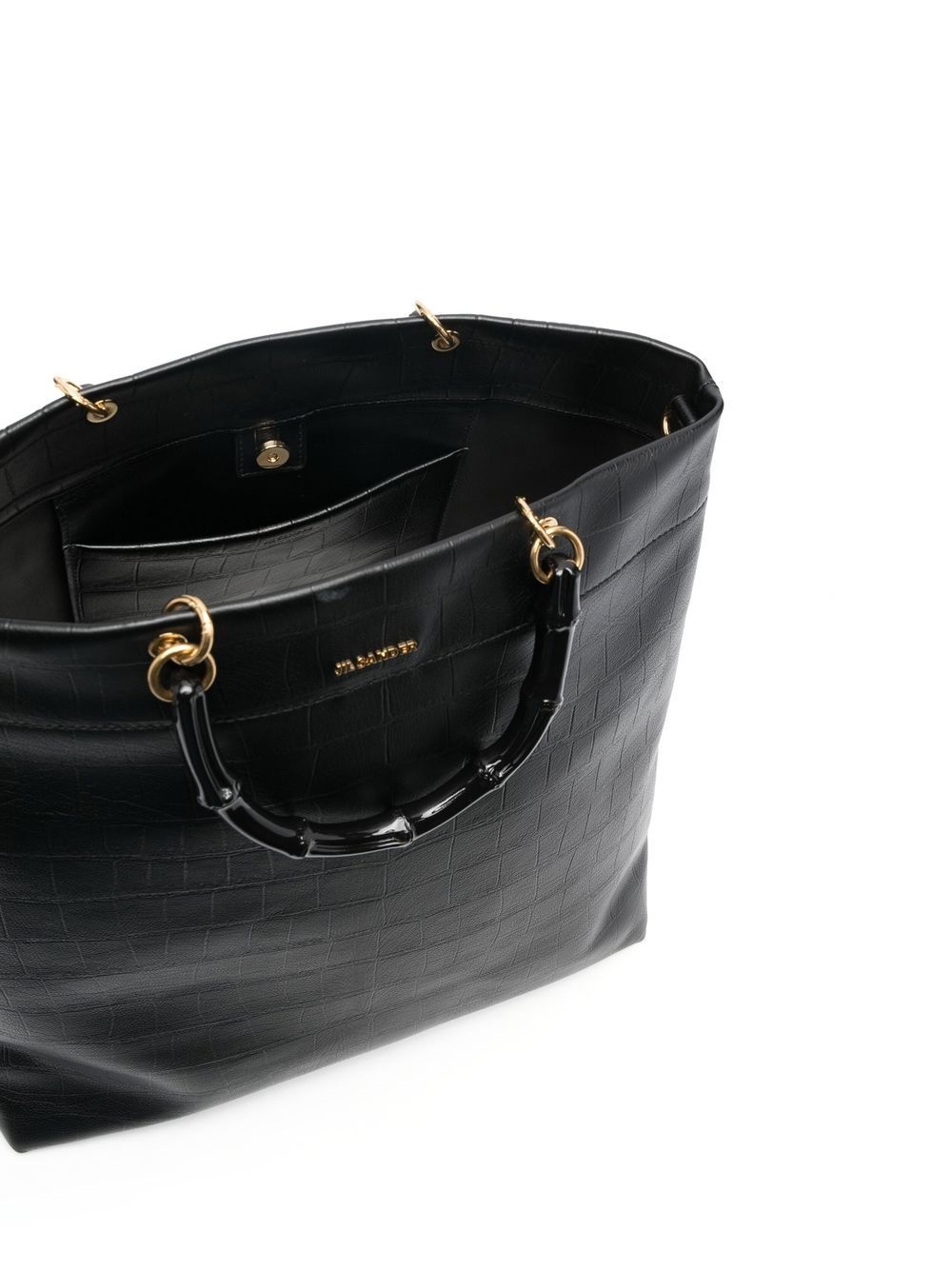 bamboo-handle embossed tote bag - 5