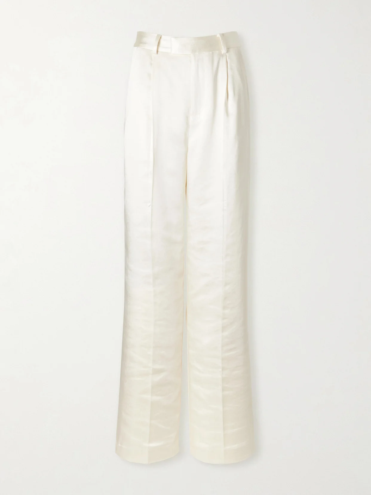 Pleated Satin Straight-leg Pants - 1