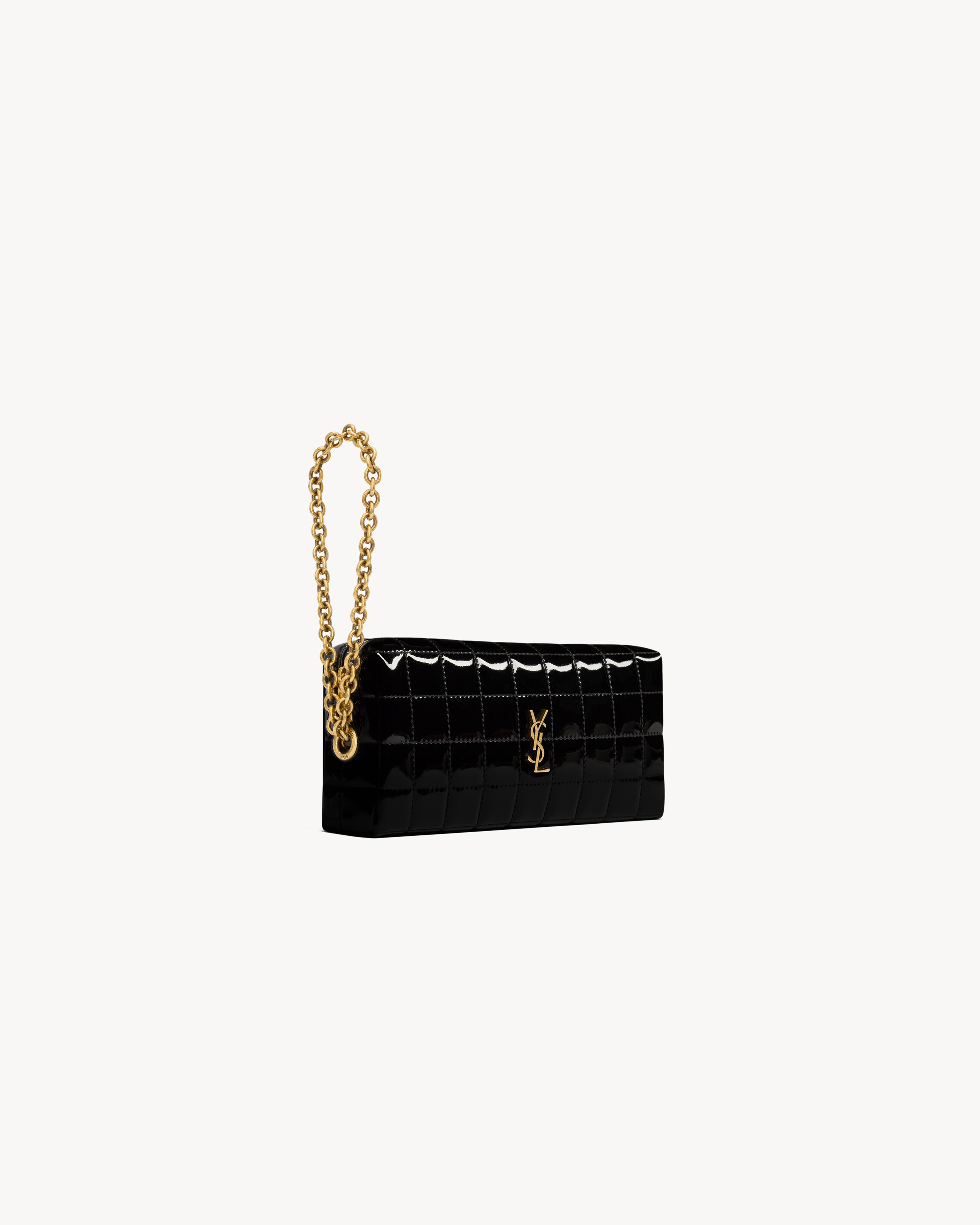 CASSANDRE MATELASSÉ CARRÉ POUCH ON CHAIN IN SHINY CANVAS - 5