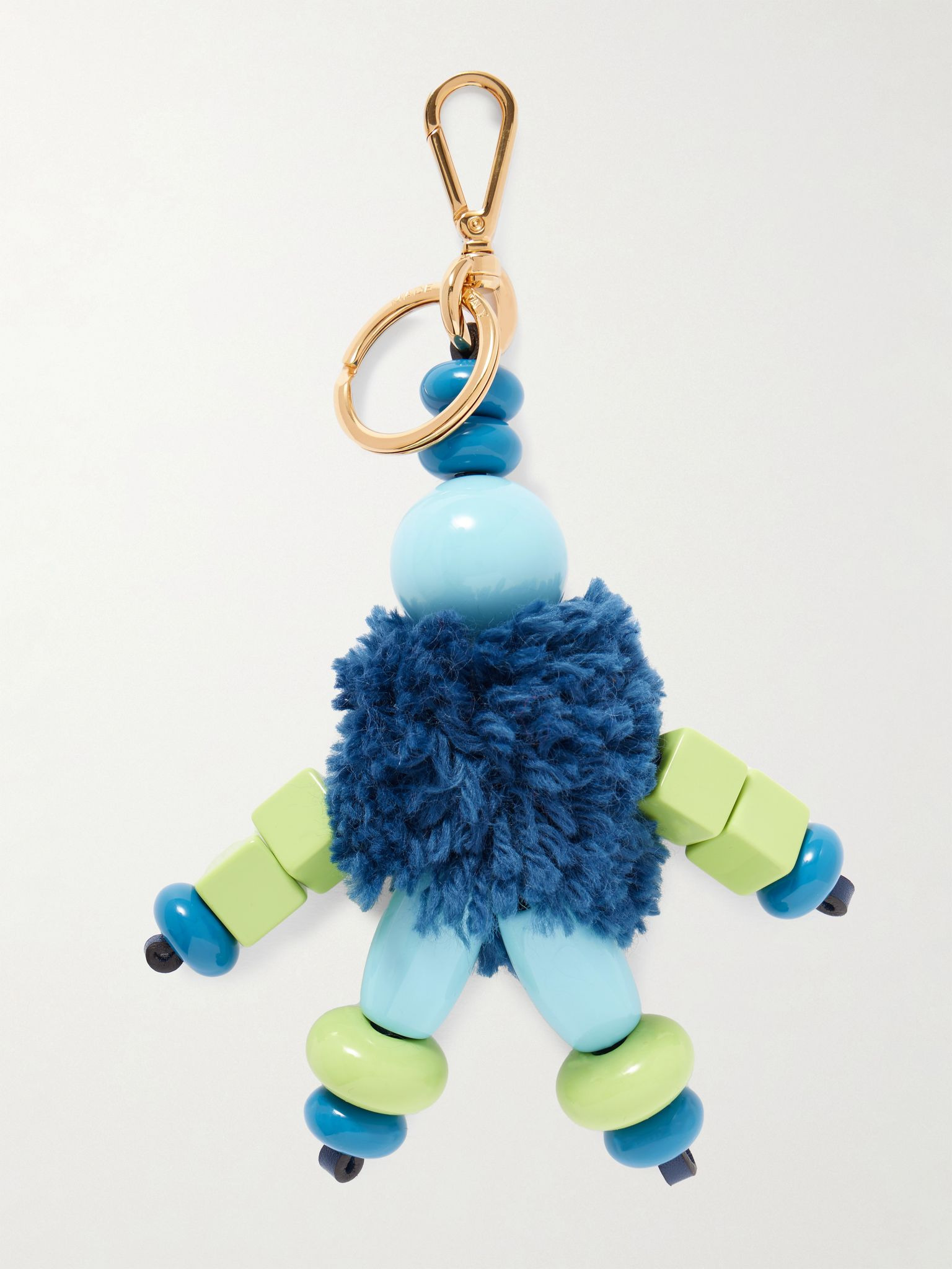 Little Man wool-blend, gold-tone and enamel bag charm Blue - 3
