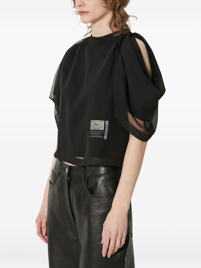 UNDERCOVER puff-sleeve sheer-panel top outlook