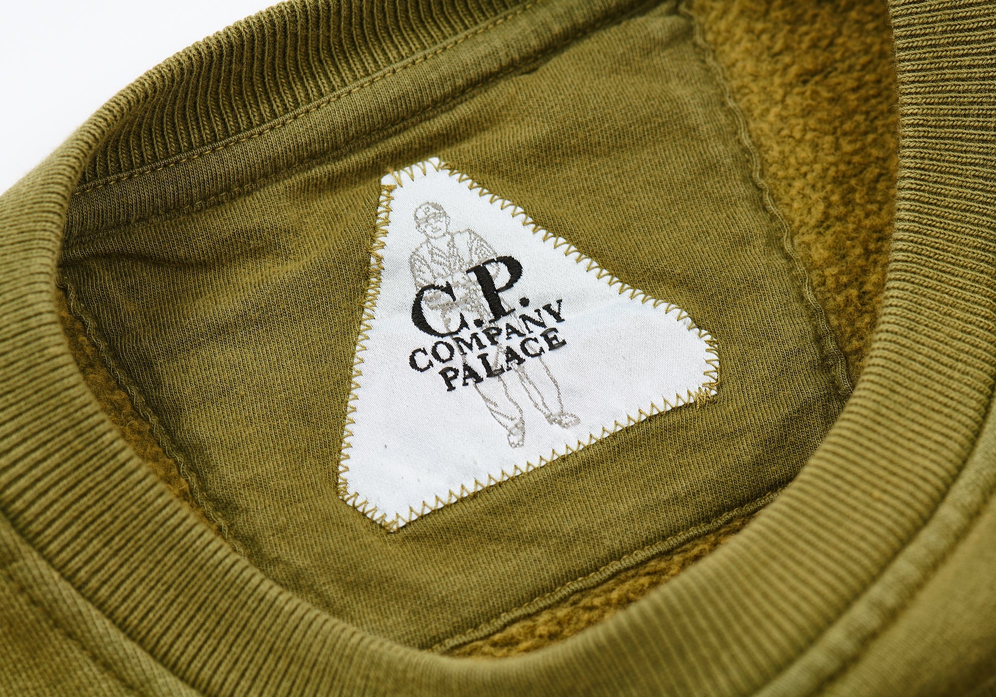 PALACE C.P. COMPANY CLASSIC OVER DYED CREW SWEAT OLIVE - 4