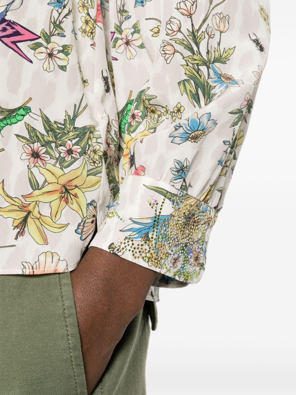 floral-print silk blouse - 5