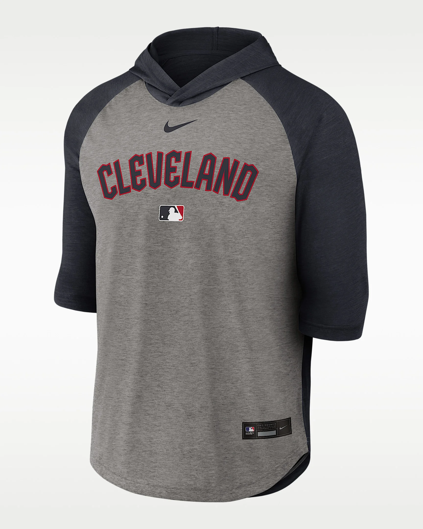 Cleveland Guardians Authentic Collection Flux Men's Nike Dri-FIT MLB 3/4-Sleeve Hooded T-Shirt - 1