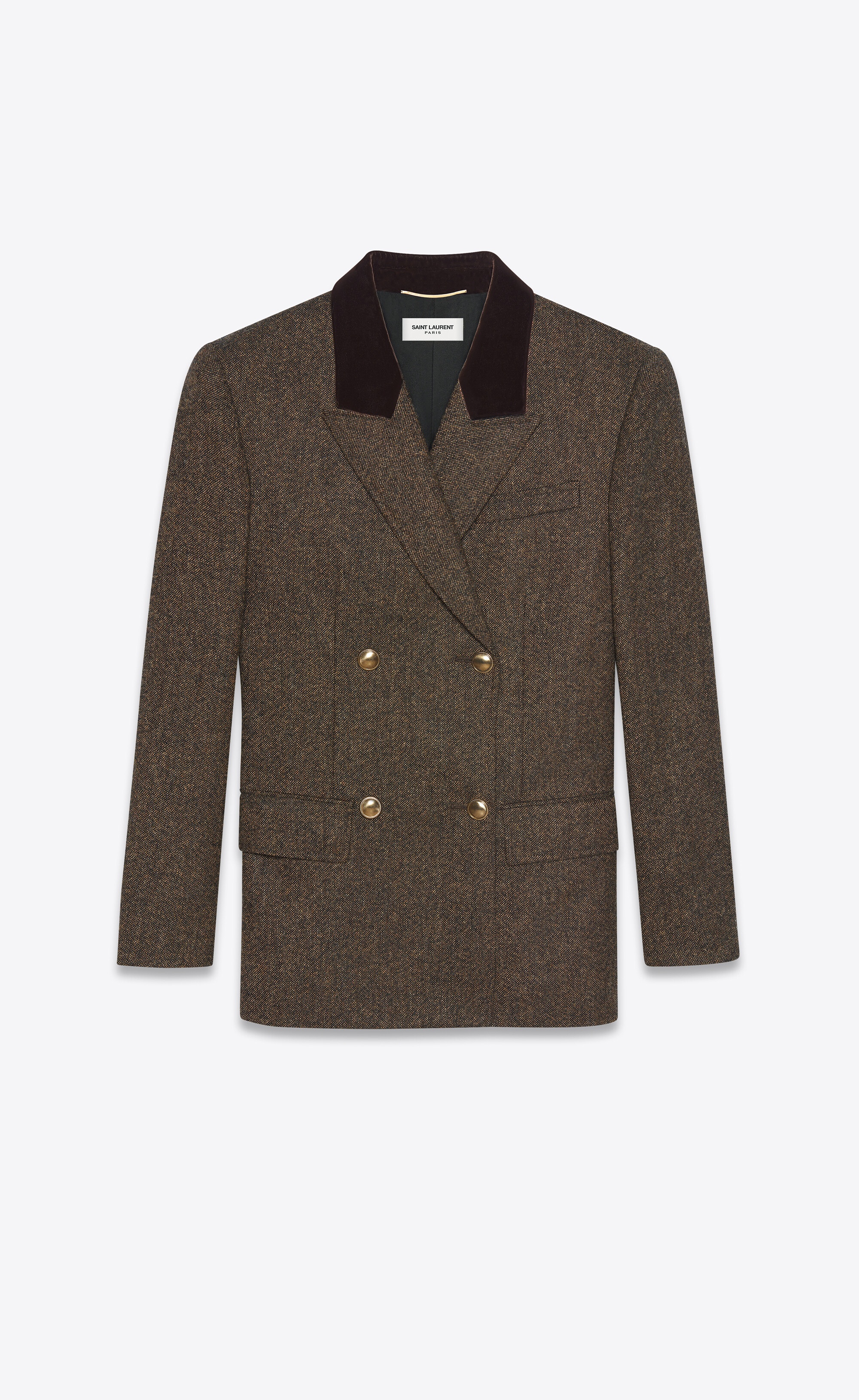 double-breasted jacket in mélange wool tweed - 1