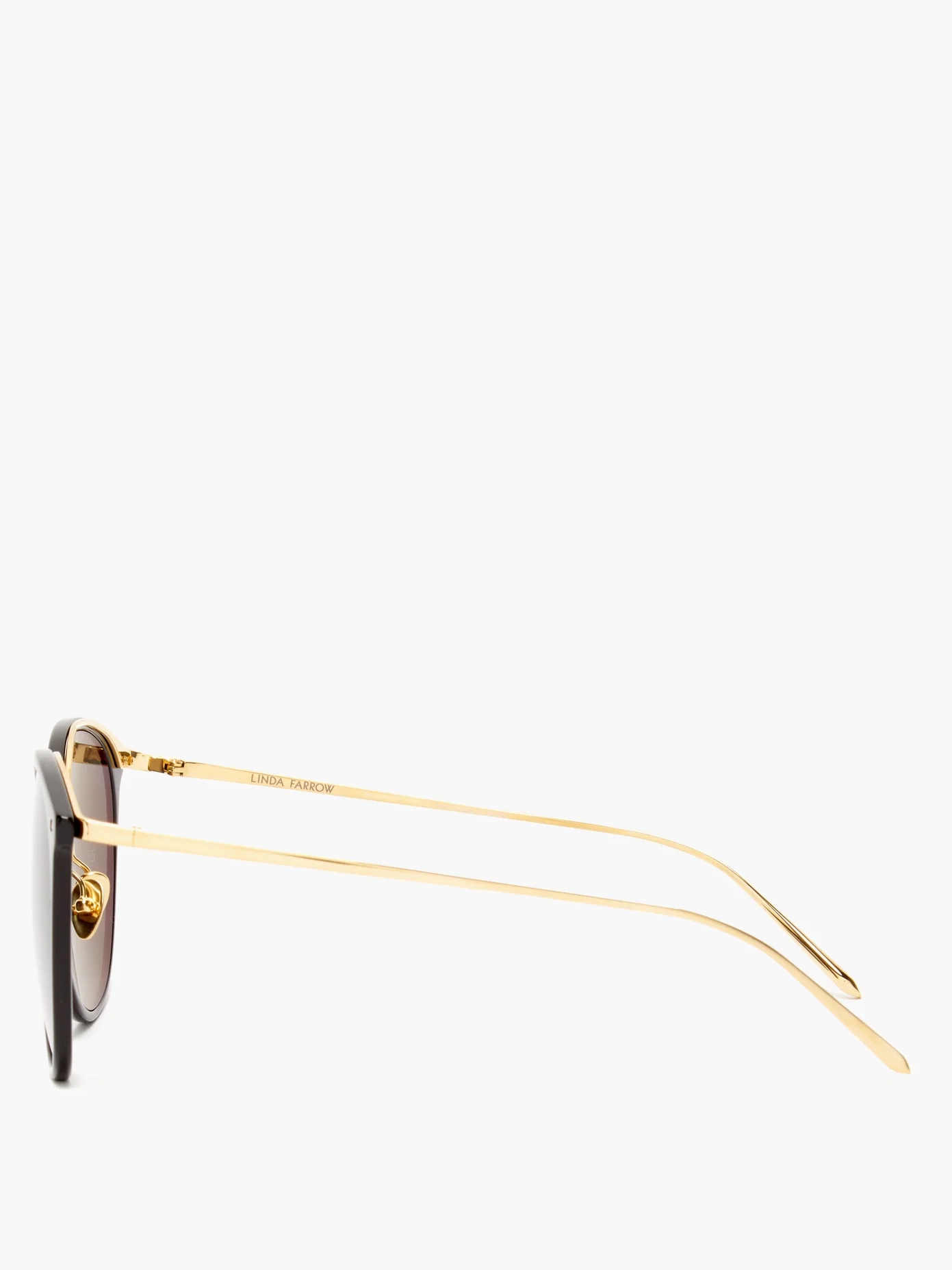 Kings round acetate & 18kt gold-plated sunglasses - 3