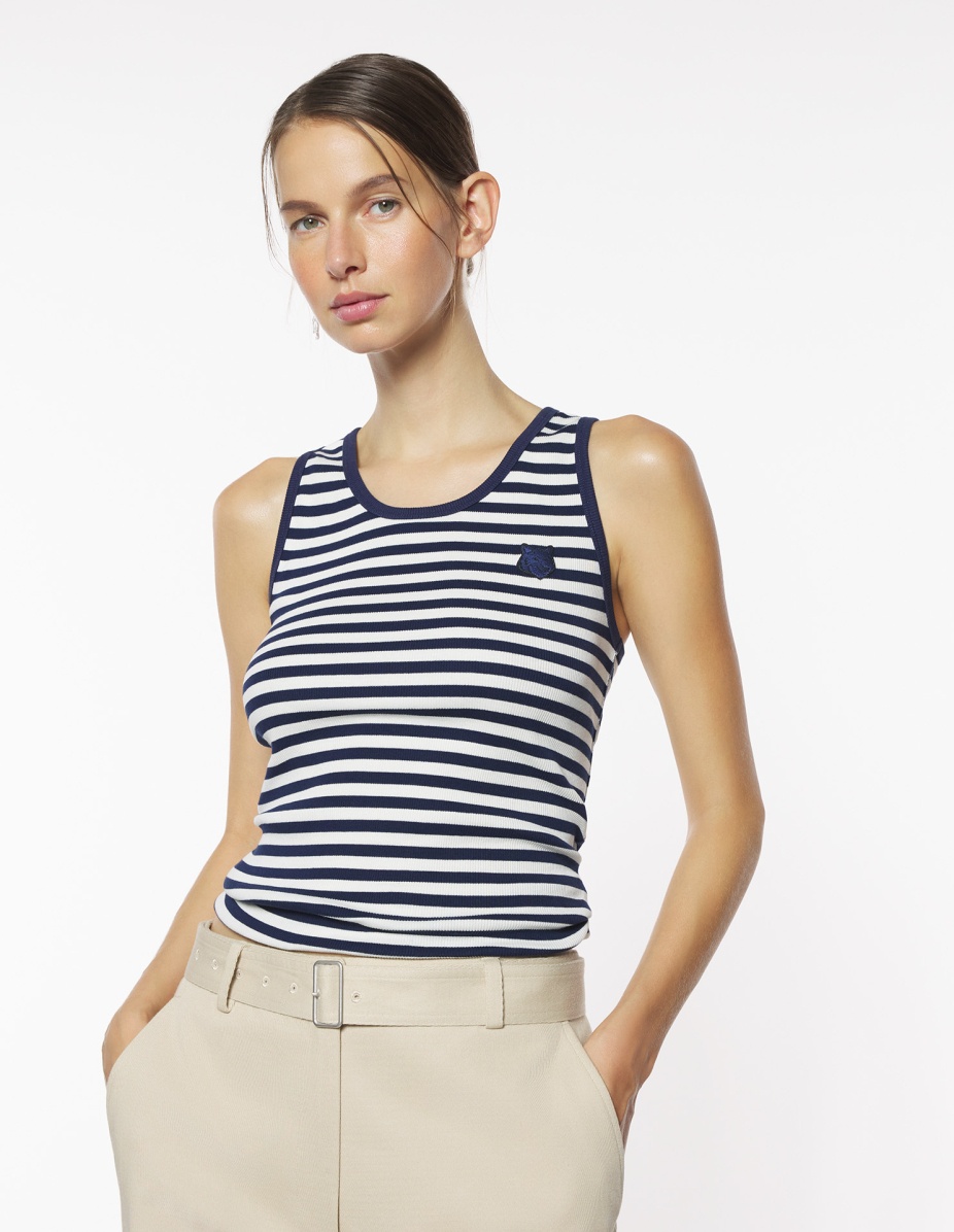 BOLD FOX HEAD PATCH MULTI STRIPES RIBBED TANK TOP - 3