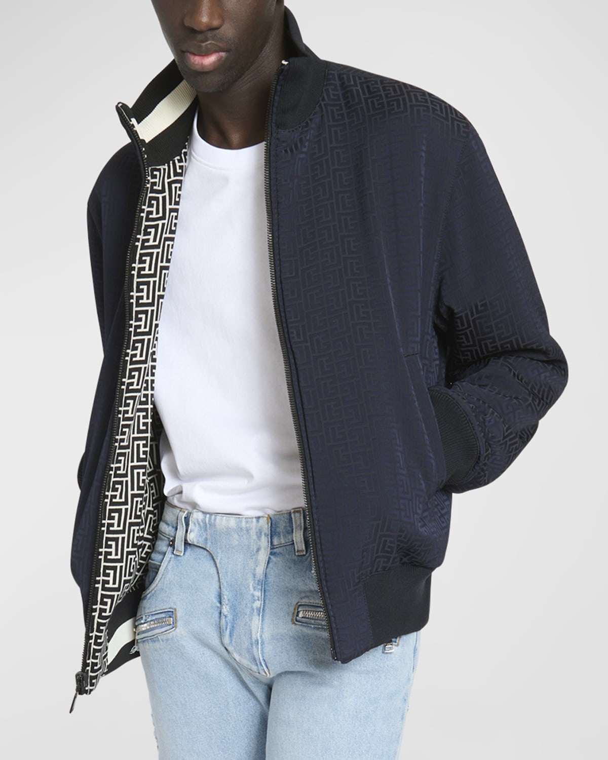 Men's Reversible Monogram Jacquard Bomber Jacket - 5