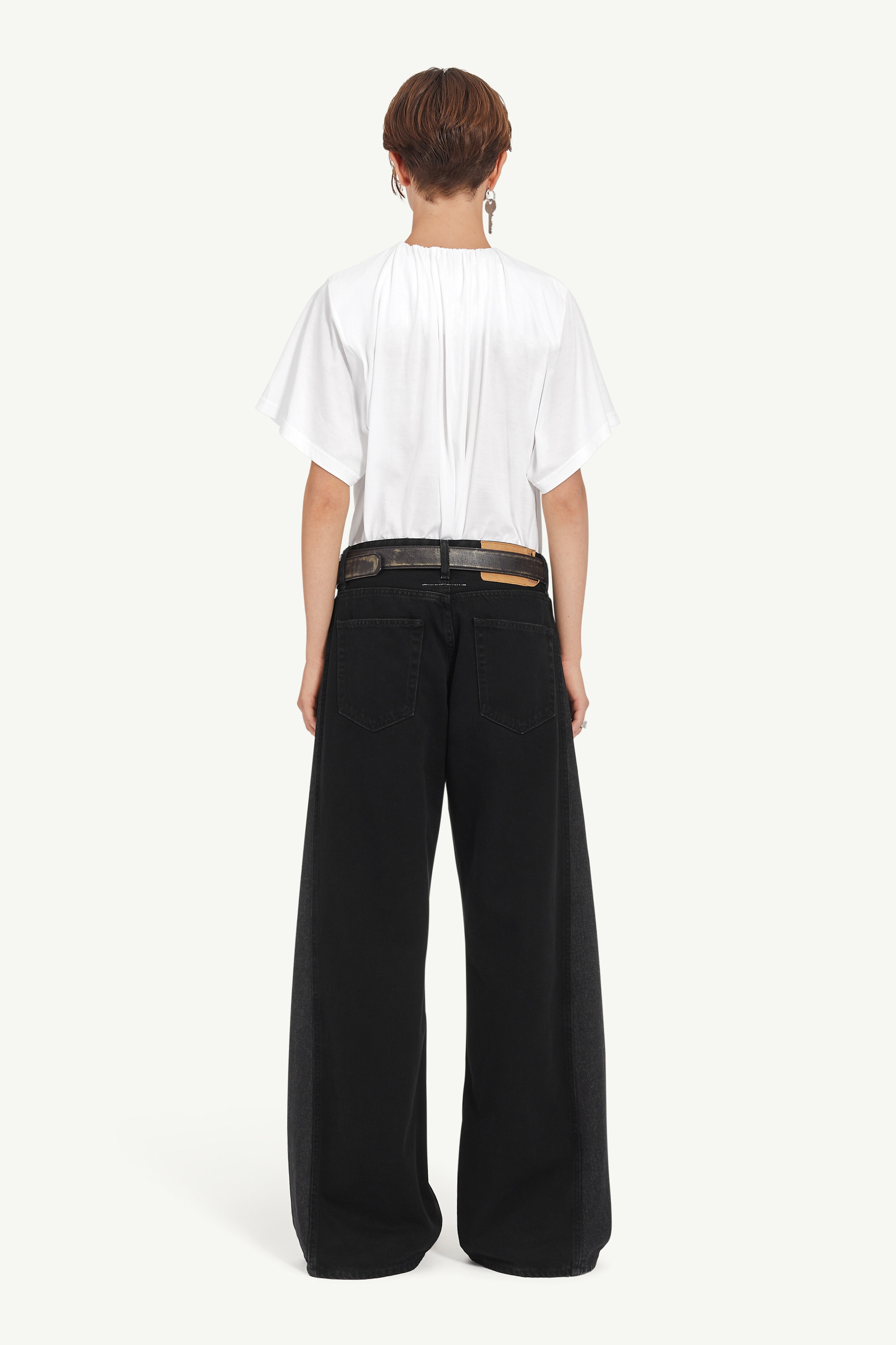 Half and half denim trousers - 4