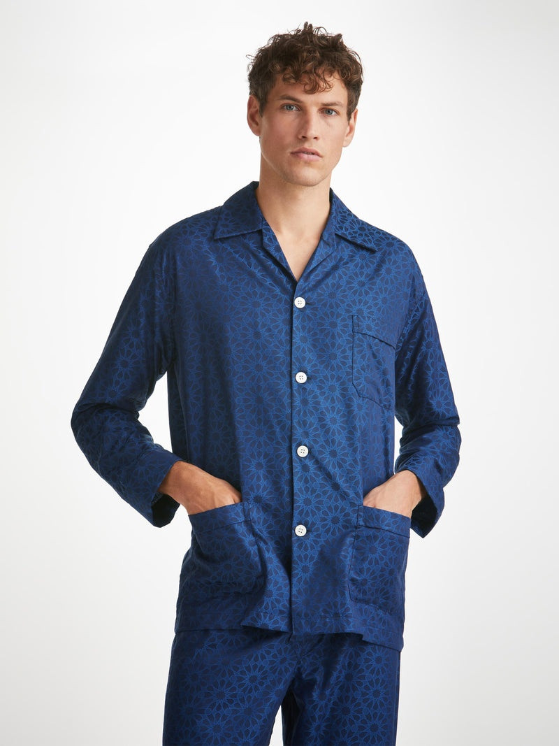 Men's Classic Fit Pyjamas Paris 26 Cotton Jacquard Navy 5