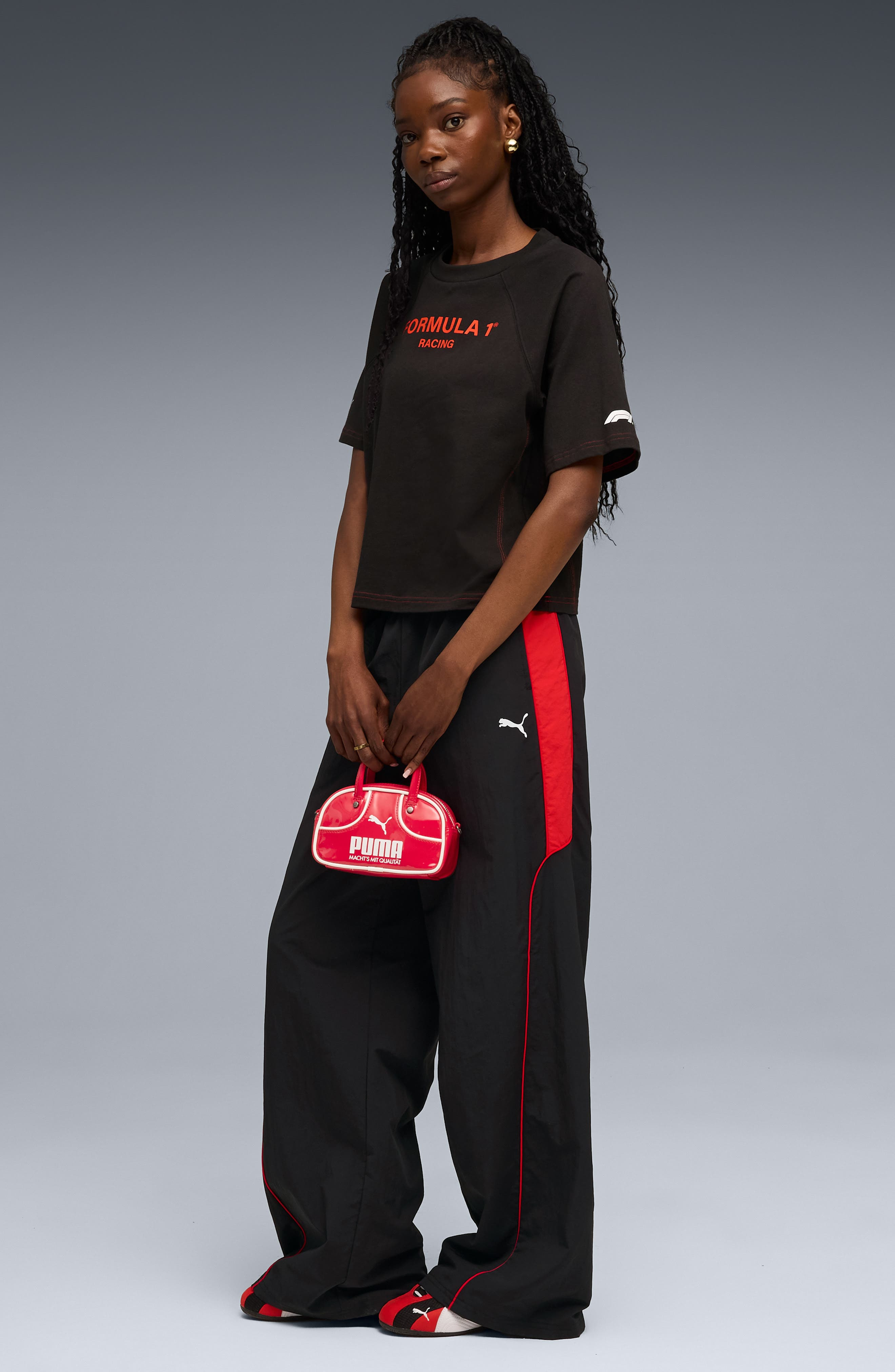 PUMA Formula 1® Woven Nylon Wide Leg Pants in Puma Black at Nordstrom - 5