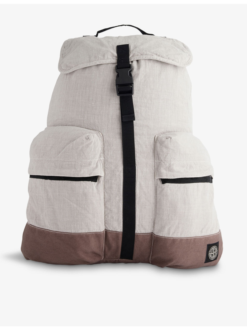 Brand-Patch Zip-Pockets Linen-Blend Backpack - 1