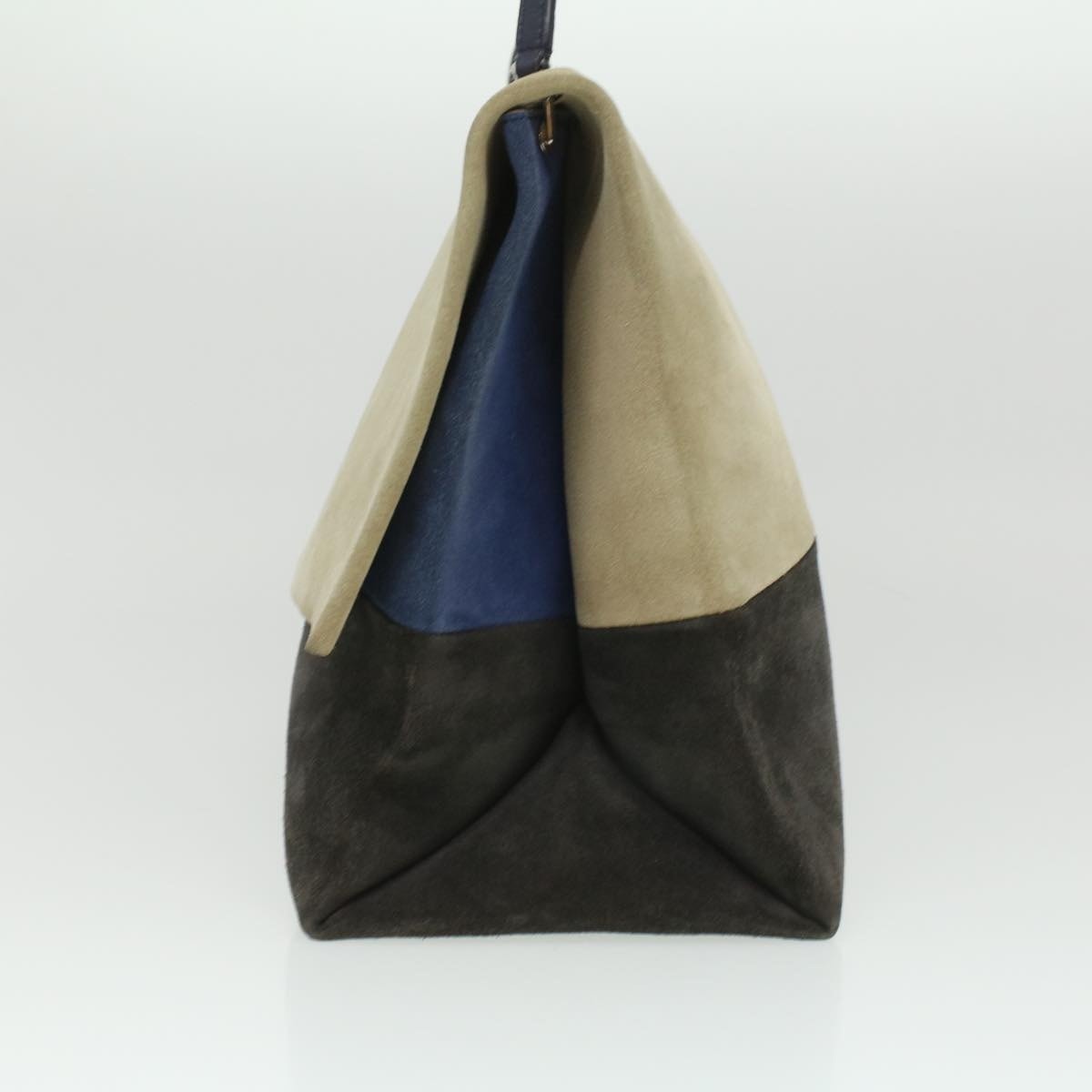 CELINE Shoulder Bag Suede Beige Blue Black - 4