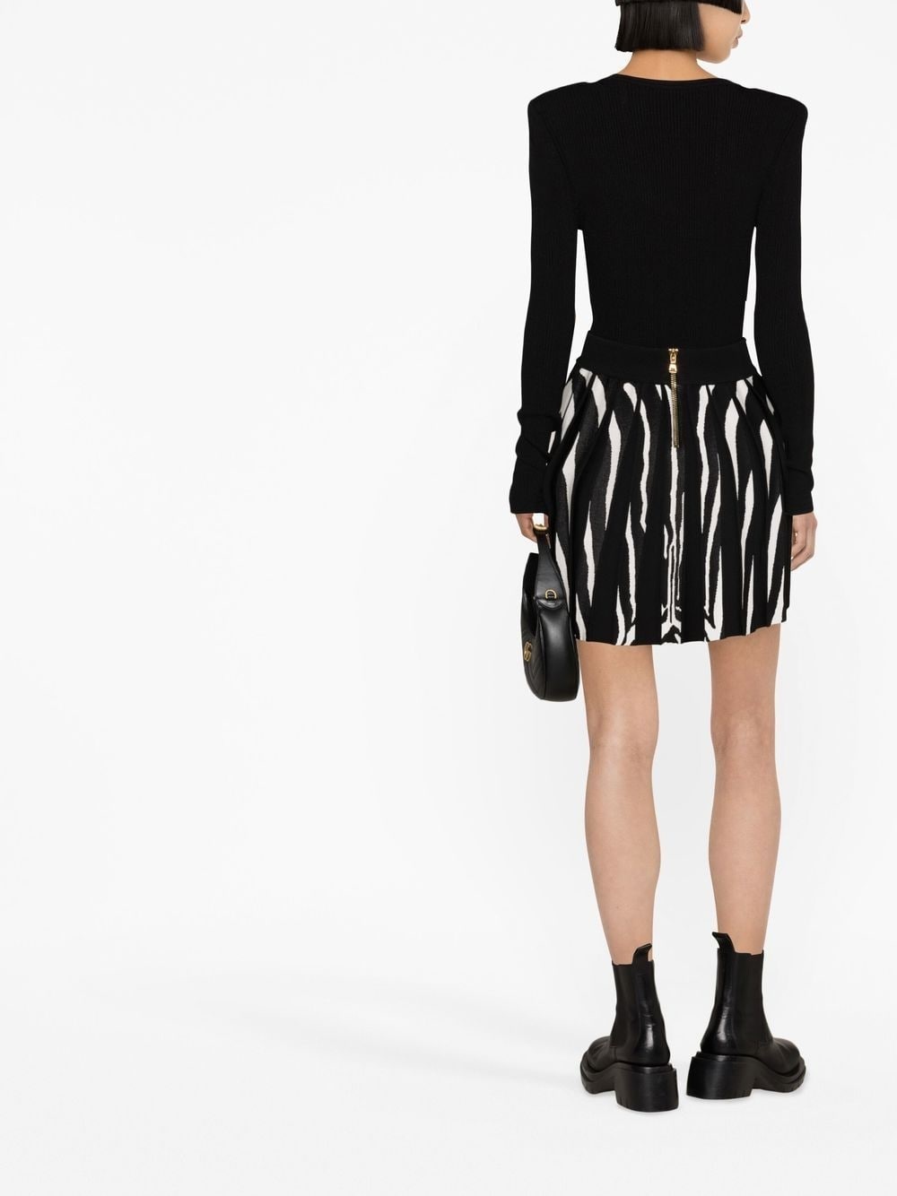 zebra jacquard miniskirt - 3