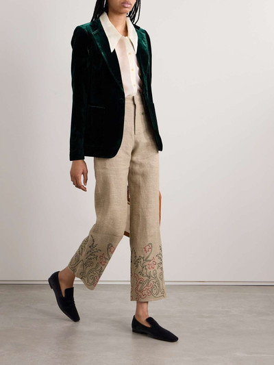 BODE Embroidered linen wide-leg pants outlook