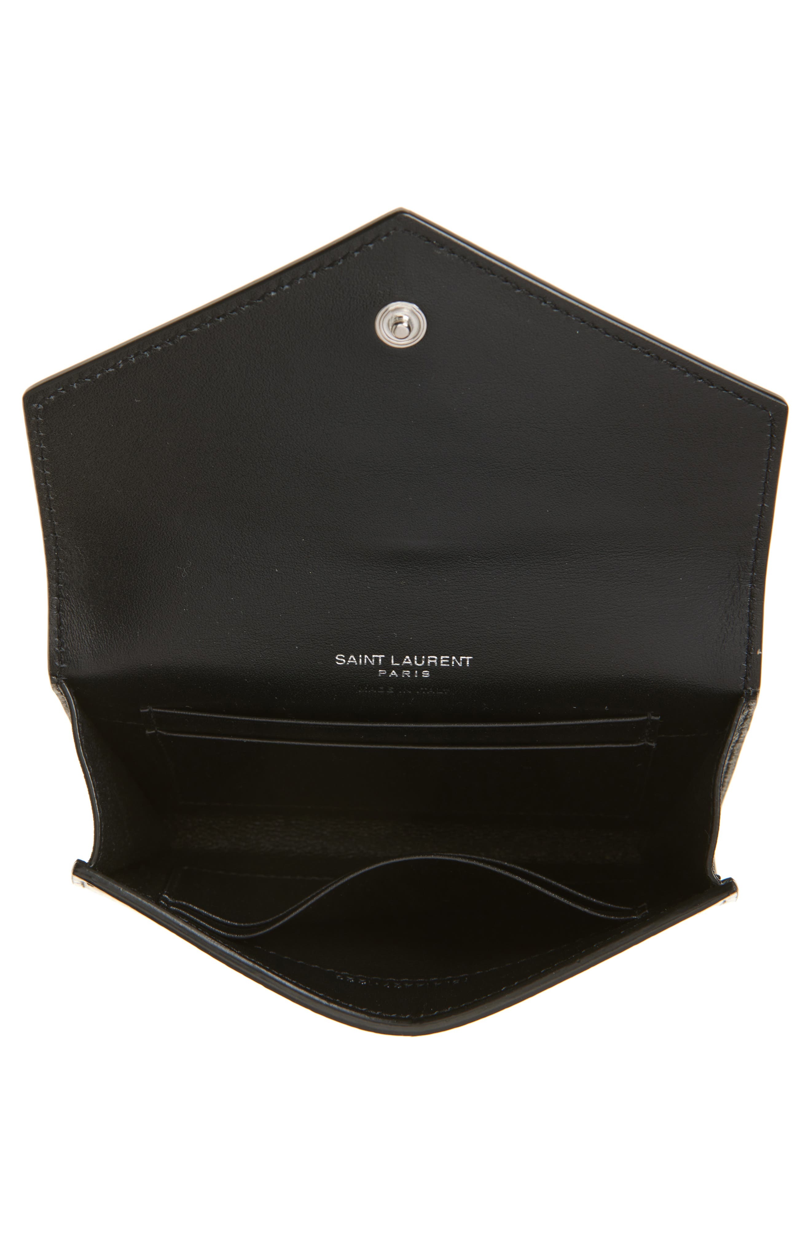Saint Laurent Small Cassandre Croc Embossed Leather Wallet in Noir at Nordstrom - 2