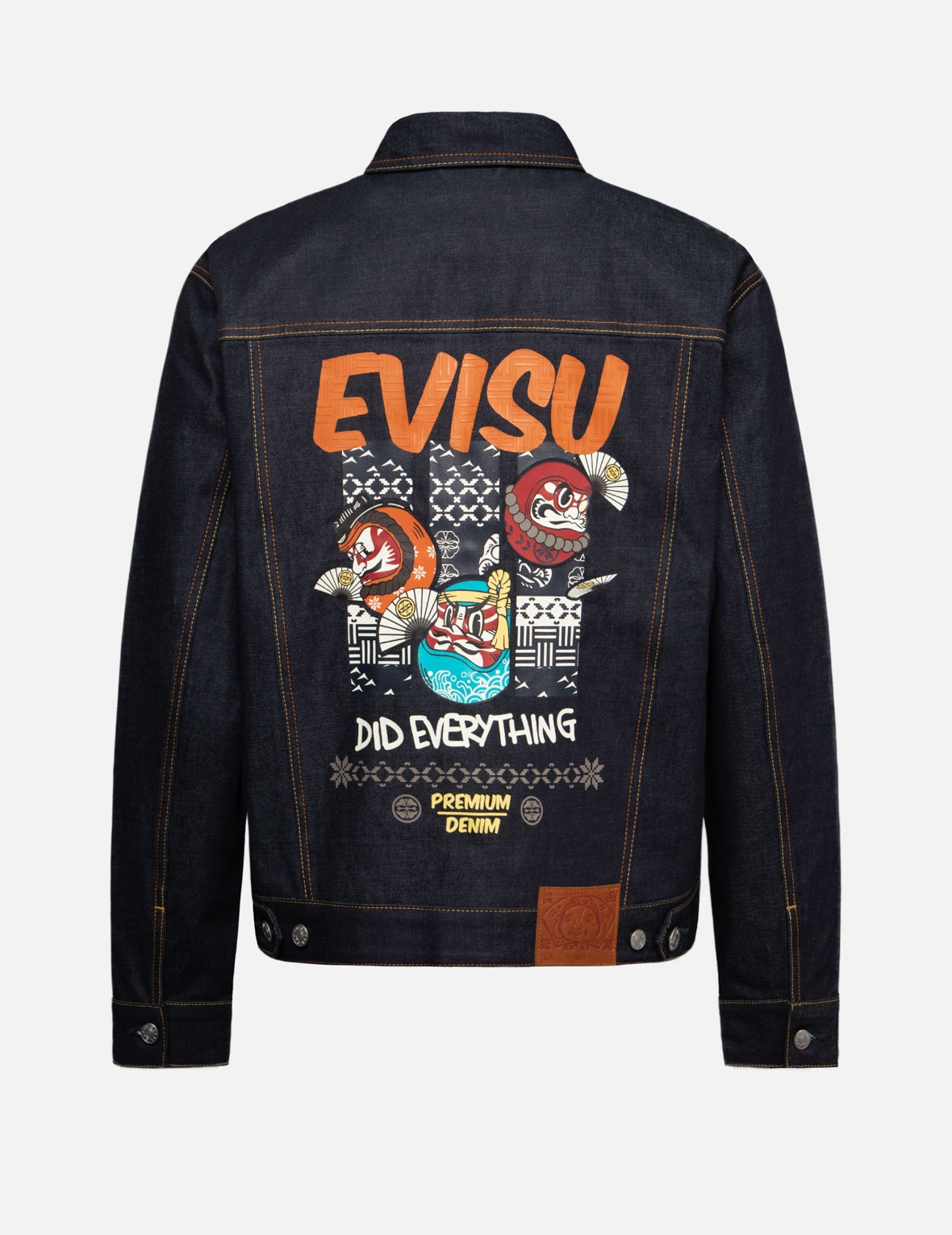 KUMADORI DARUMA PRINT RELAX FIT DENIM JACKET - 2