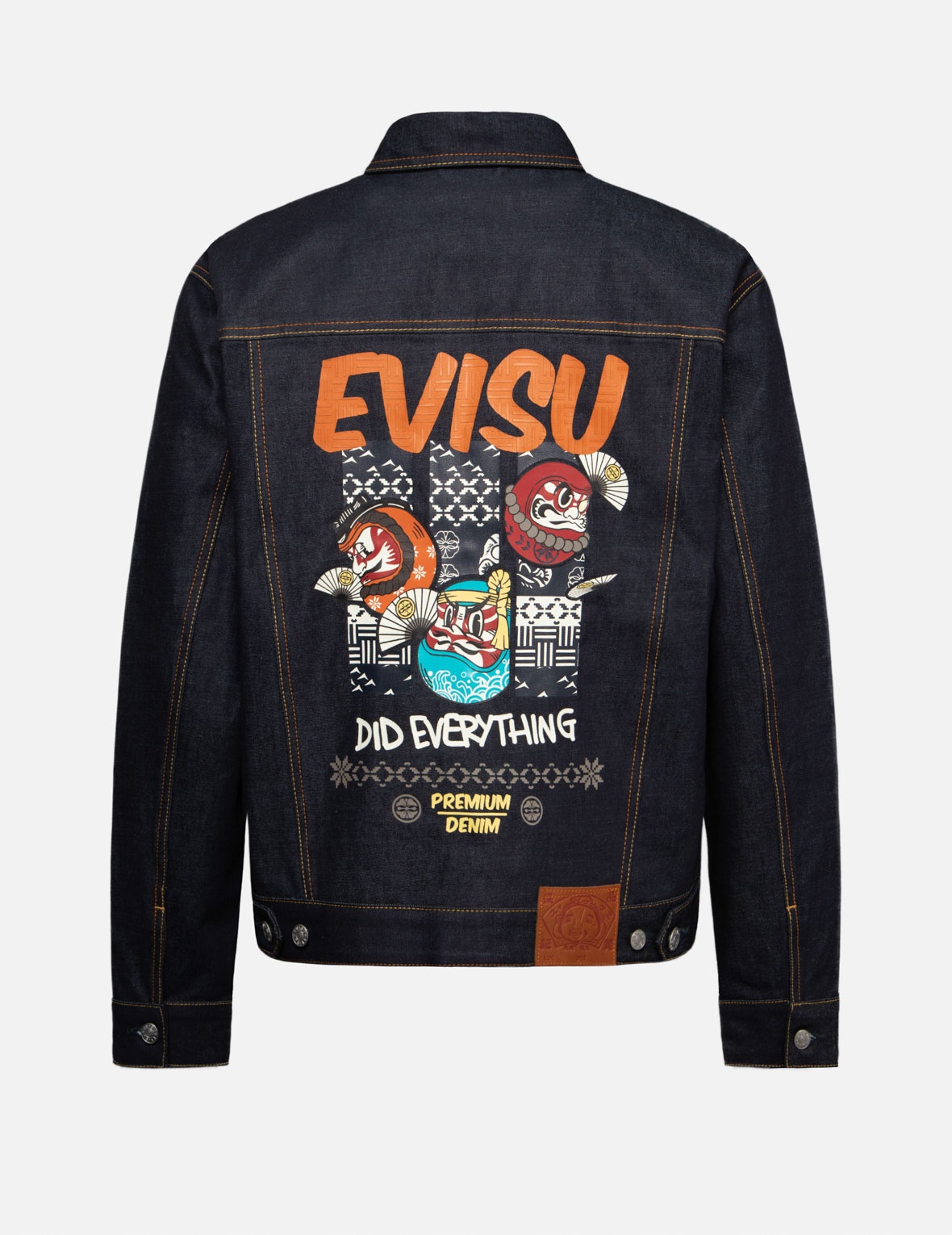 EVISU KUMADORI DARUMA PRINT RELAX FIT DENIM JACKET | REVERSIBLE