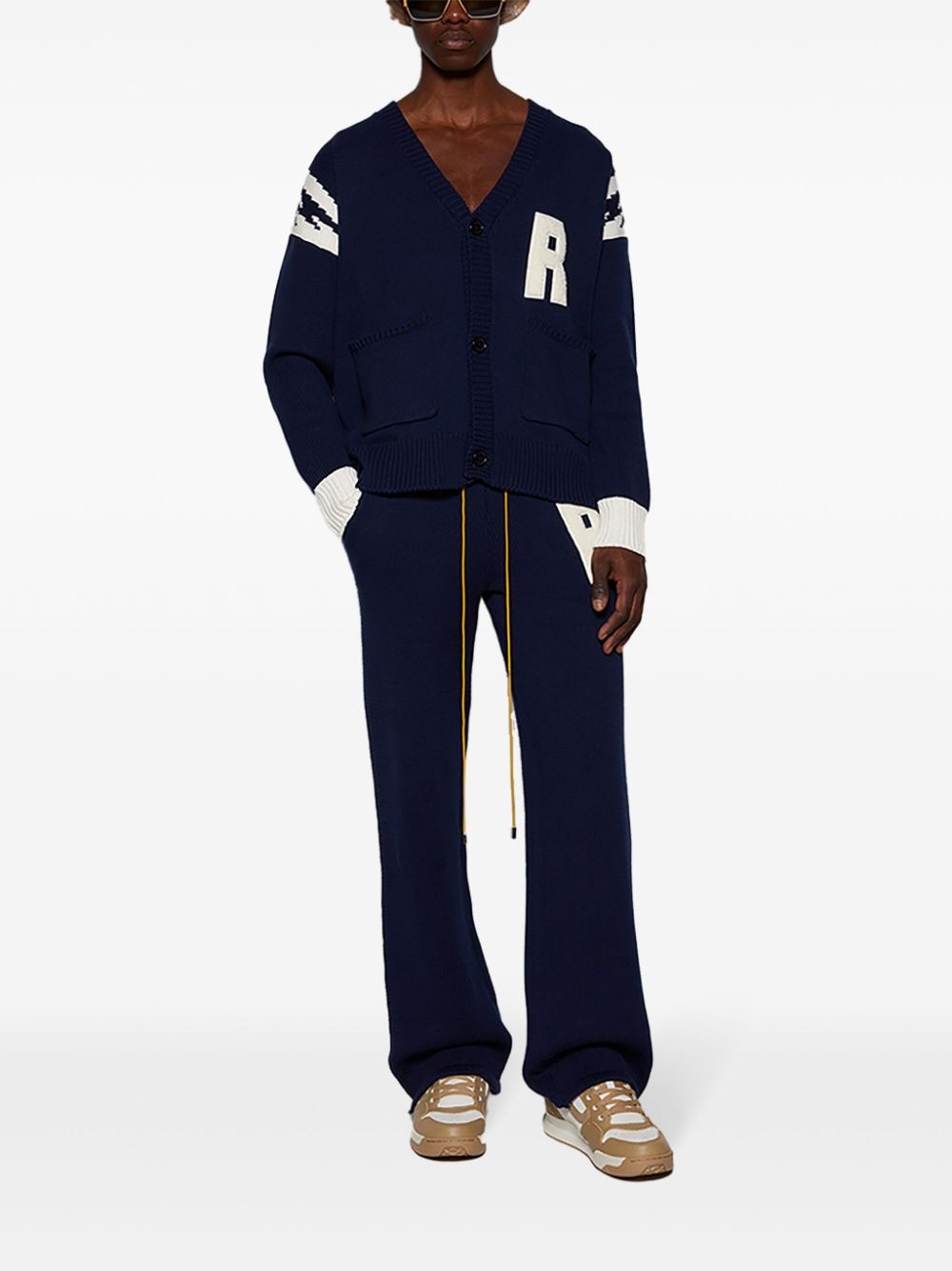 letter-patch drawstring trousers - 2