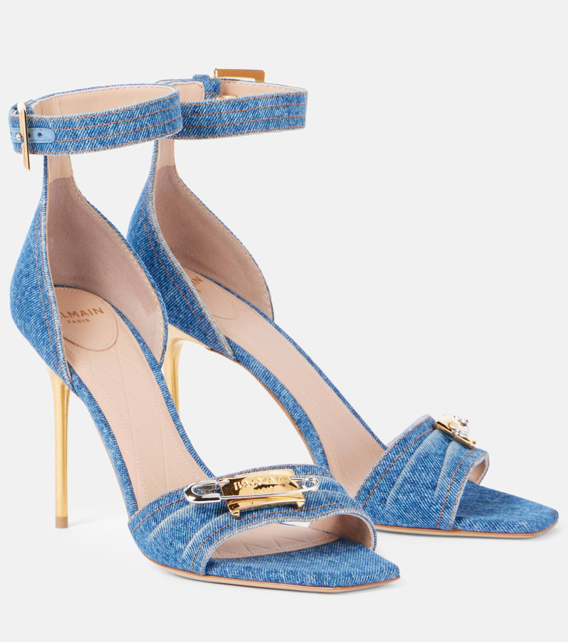 Logo denim sandals - 1